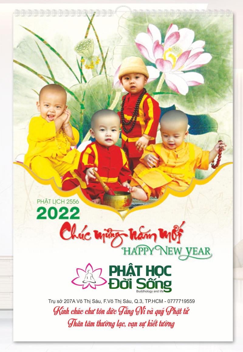 Bộ Lịch treo tường 2022: Chú tiểu Phật giáo