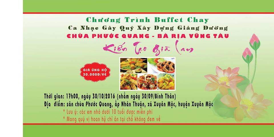 Sắp tới chùa Phước Quang tổ chức buffet chay