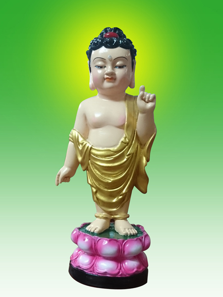 Đức Phật đản sanh mẫu tượng chỉ tay trái lên trời.