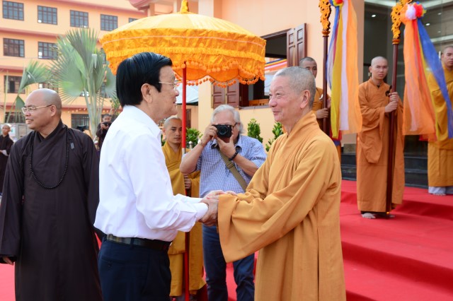 Ông Trương Tấn Sang thăm Học viện PGVN tại TP. HCM