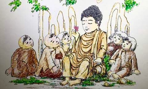 10 tranh vẽ 'Đức Phật với tuổi thơ' của thầy Nhuận Đức 
