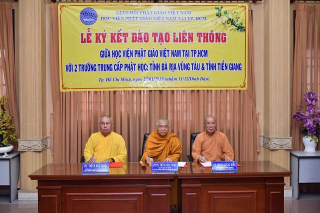 Học Viện Phật Giáo Việt Nam tại TP. Hồ Chí Minh hợp tác đào tạo với trường Cao trung Phật học tỉnh BRVT và tỉnh Tiền Giang 