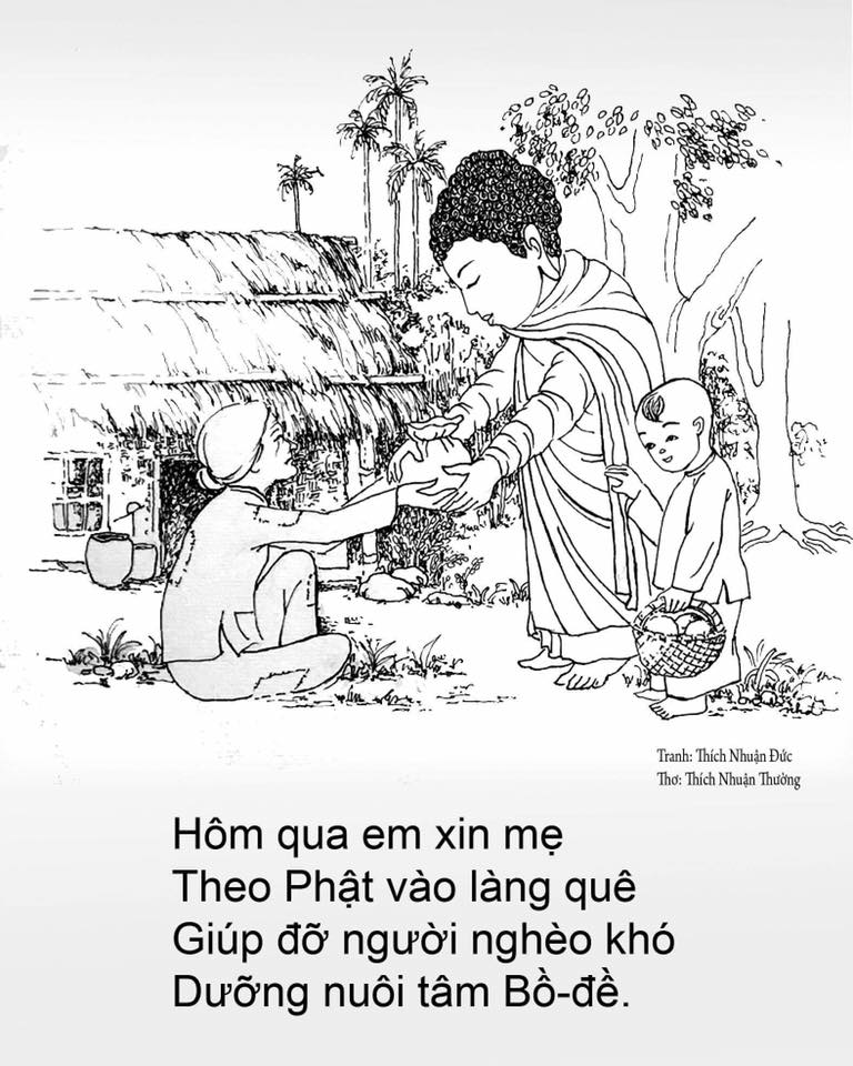 Mùa Vu Lan - Tranh Đức Phật với tuổi thơ