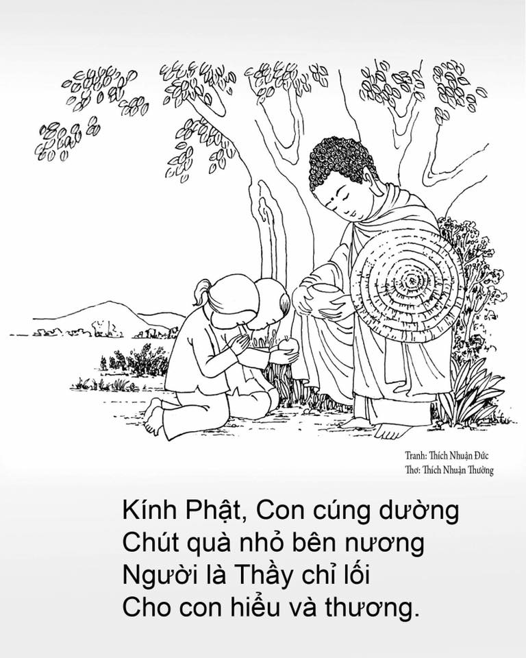 Mùa Vu Lan - Tranh Đức Phật với tuổi thơ
