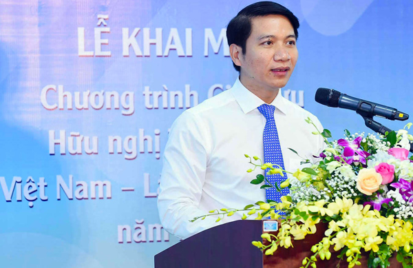 Bí thư Trung ương Đoàn, Chủ tịch Hội LHTN Việt Nam Nguyễn Ngọc Lương nhấn mạnh vai trò của thanh niên 3 nước trong xây đắp tình hữu nghị truyền thống 