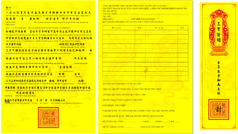 Sớ cầu an đầu năm song ngữ âm Hán - Việt truyền thống; sớ Cầu an nghĩa do Hòa thượng Thích Quang Đạo biên soạn năm 1990.