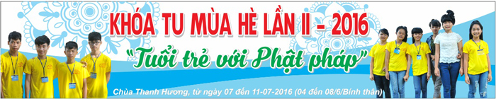 Băng rôn khóa tu mùa hè 2016 chùa Thanh Hương - Bình Phước