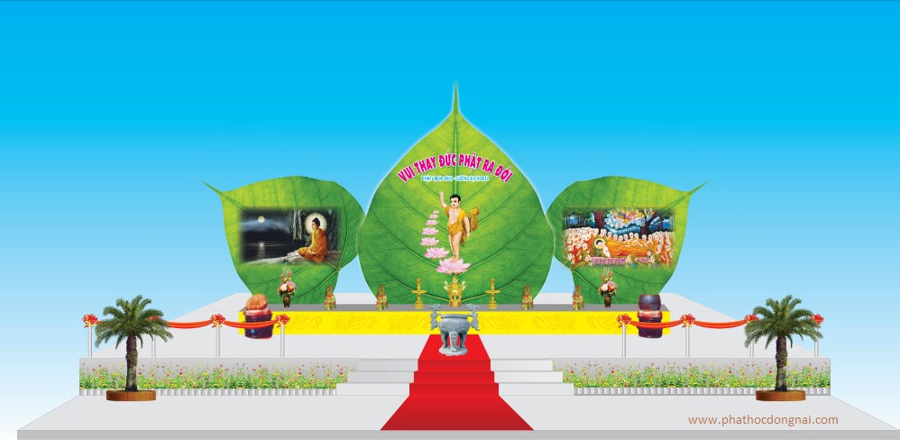 Mẫu Lễ đài, sân khấu, băng rôn Phật Đản 