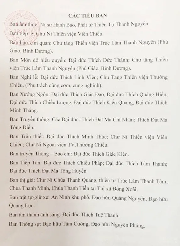 Ban tổ chức tang lễ TT. Thích Thông Lý image-1731945235249