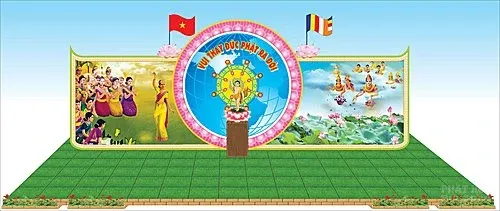 Mẫu Lễ đài, sân khấu, băng rôn Phật Đản image-1731935337805