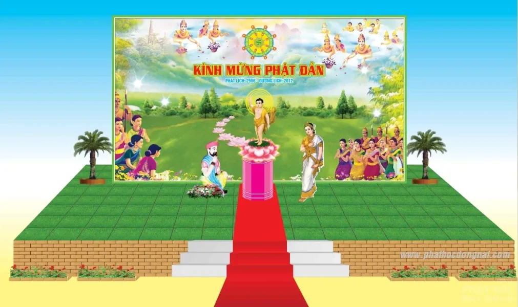 Mẫu Lễ đài, sân khấu, băng rôn Phật Đản image-1731935338790