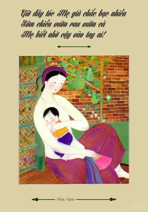 Ngày xuân ngắm tranh lụa mẹ và con image-1732288960392