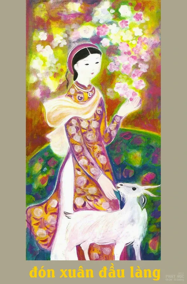 Ngày xuân ngắm tranh lụa mẹ và con image-1732288963328