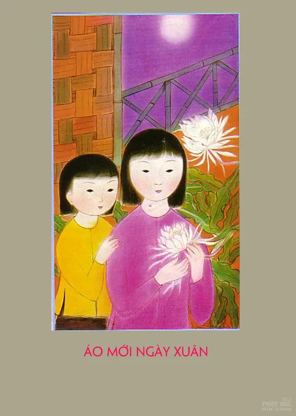Ngày xuân ngắm tranh lụa mẹ và con image-1732288965917