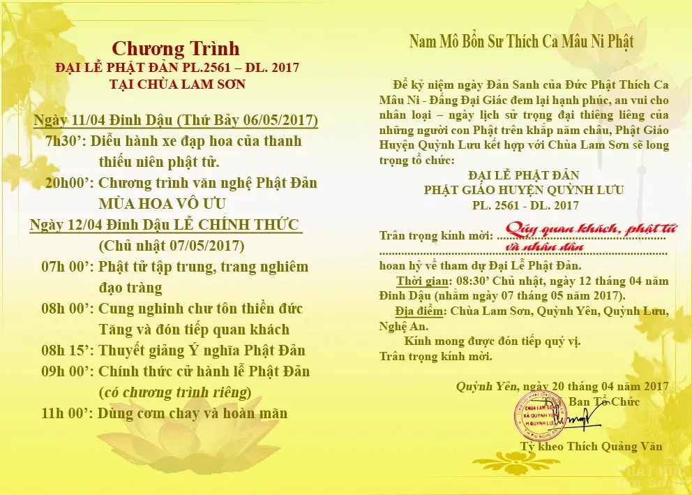 Nghệ An: Lễ đài Phật đản huyện Quỳnh Lưu tổ chức tại Chùa Lam Sơn image-1731934864987