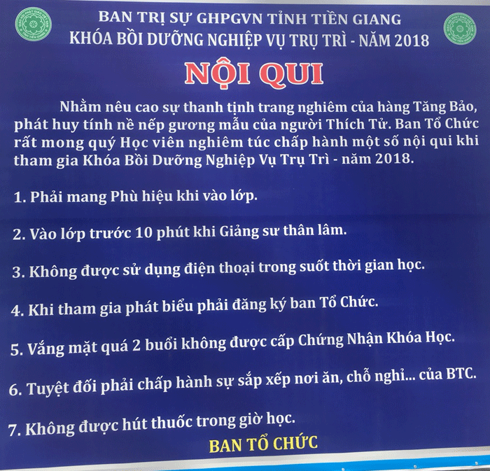 Phật giáo Tiền Giang khai giảng Khóa Bồi dưỡng nghiệp vụ Trụ trì năm 2018 image-1731943994702
