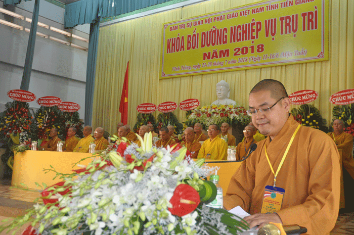 Phật giáo Tiền Giang khai giảng Khóa Bồi dưỡng nghiệp vụ Trụ trì năm 2018 image-1731944000516