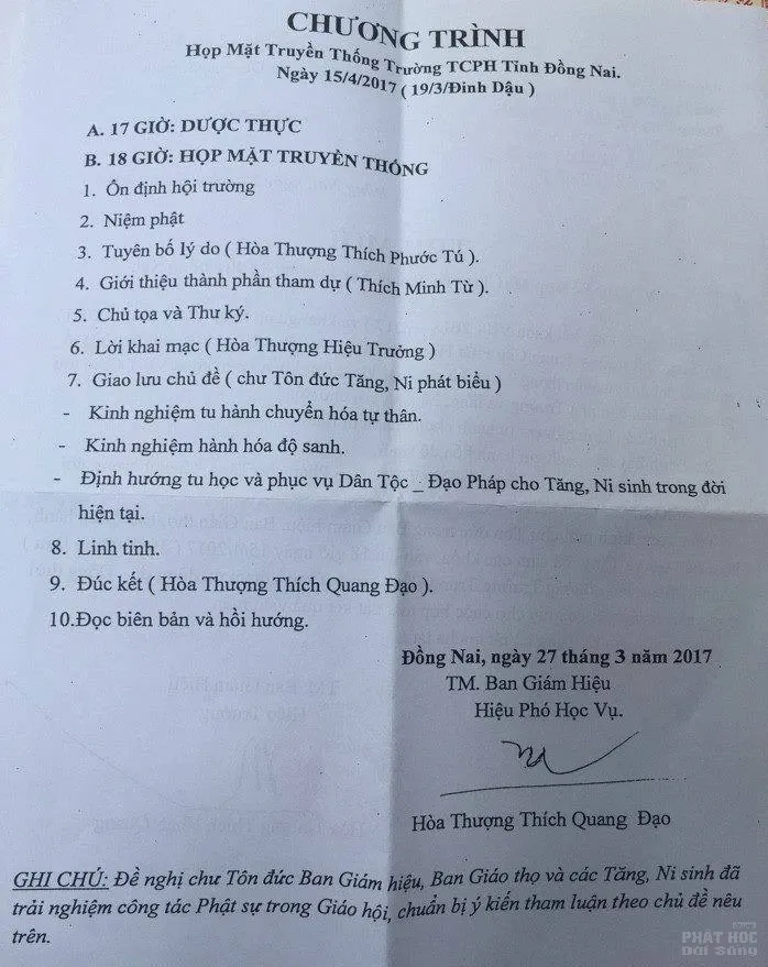 Thư mời: Họp mặt truyền thống Trường trung cấp Phật học Đồng Nai  Thư mời: Họp mặt truyền thống Trường trung cấp Phật học Đồng Nai image-1731938185773